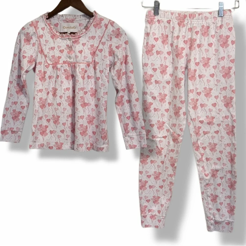 Dondolo Women’s Pink Heart Balloon Pajama Set Size S Valentine Collection Lounge - Picture 1 of 11